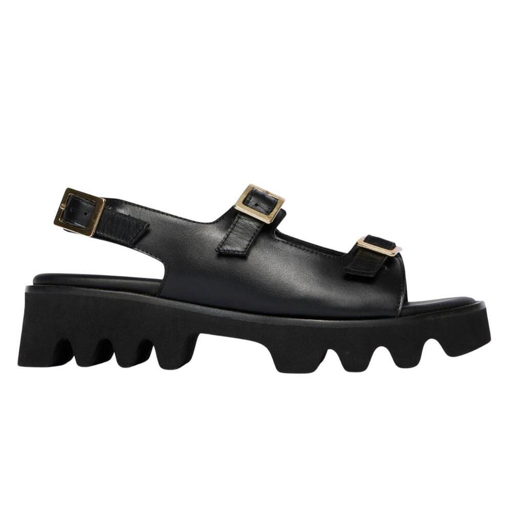 NEW FREDA SALVADOR women's mindy lug sole sandal in black calf